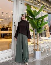 ponpon detay triko kahve