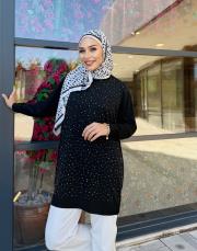 serpme taşlı kazak siyah