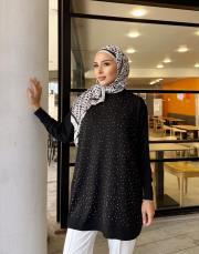 serpme taşlı kazak siyah 4