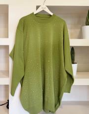 serpme taşlı kazak yeşil