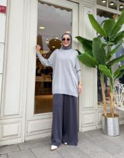 serpme taşlı kazak gri