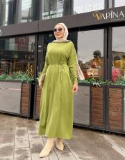 serpme taşlı triko elbise yeşil