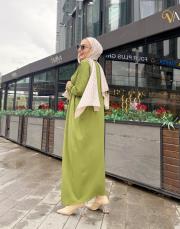 serpme taşlı triko elbise yeşil 3