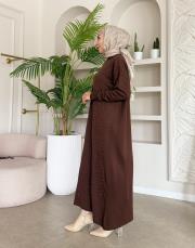 serpme taşlı triko elbise kahve 5