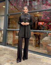 çiçekli triko tunik siyah 2