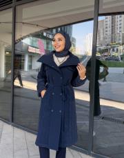 çıtçıtlı dik yaka mont lacivert 3