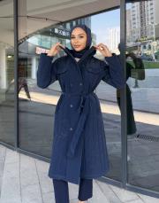 çıtçıtlı dik yaka mont lacivert 4