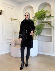 düğmeli kol detay kaban siyah