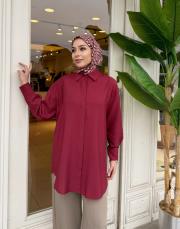 creva tencel gömlek bordo 2