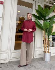 creva tencel gömlek bordo 5