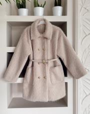 gold düğme detay kürk ceket bej 6