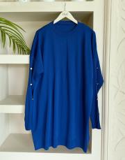 kol detay triko tunik saks