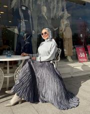 ithal kırışık etek gri 2