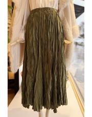 ithal kırışık etek haki