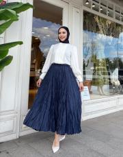 ithal kırışık etek lacivert