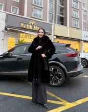 uzun kürk kemerli siyah