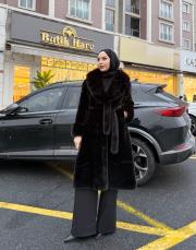 uzun kürk kemerli siyah 2