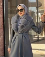 yaka kürklü kaban gri 5