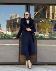 yaka kürklü kaban lacivert 2