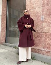 geniş kol kaşe kaban bordo 5