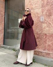 geniş kol kaşe kaban bordo 6