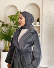 keçe kuşaklı kaban gri 4