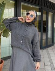 oversize triko hırka gri 4