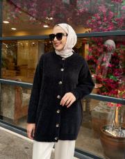 peluş hırka siyah