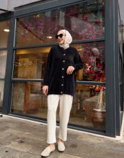 peluş hırka siyah 2