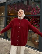 peluş hırka bordo 2