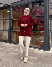 peluş hırka bordo 3