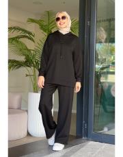 kapüşonlu eşofman takımı siyah 2