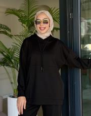 kapüşonlu eşofman takımı siyah 4