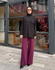 simli çizgili peluş kazak siyah 2