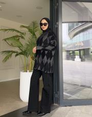 baklava desen triko kazak siyah 2