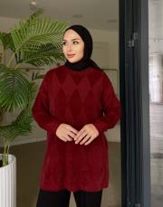 baklava desen triko kazak bordo 2