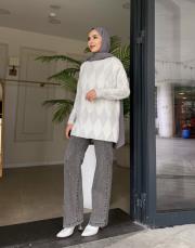 baklava desen triko kazak ekru