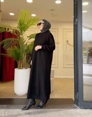 poly basic sweat elbise siyah 2