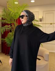 poly basic sweat elbise siyah 3