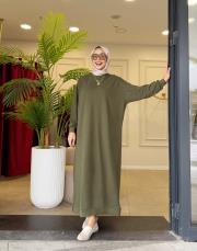 poly basic sweat elbise haki