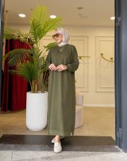 poly basic sweat elbise haki 3