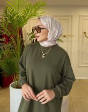 poly basic sweat elbise haki 4