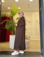 poly basic sweat elbise kahve