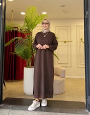 poly basic sweat elbise kahve 2