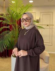 poly basic sweat elbise kahve 4