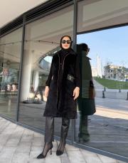 deri cep detay angora yelek siyah 2