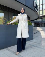 deri cep detay angora yelek ekru 2