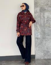 motifli cep detay ceket bordo 5