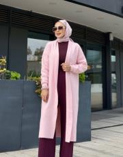 nova angora uzun hırka pembe 3