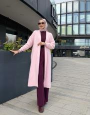 nova angora uzun hırka pembe 4